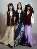 Fashion Dolls in 1970s attire